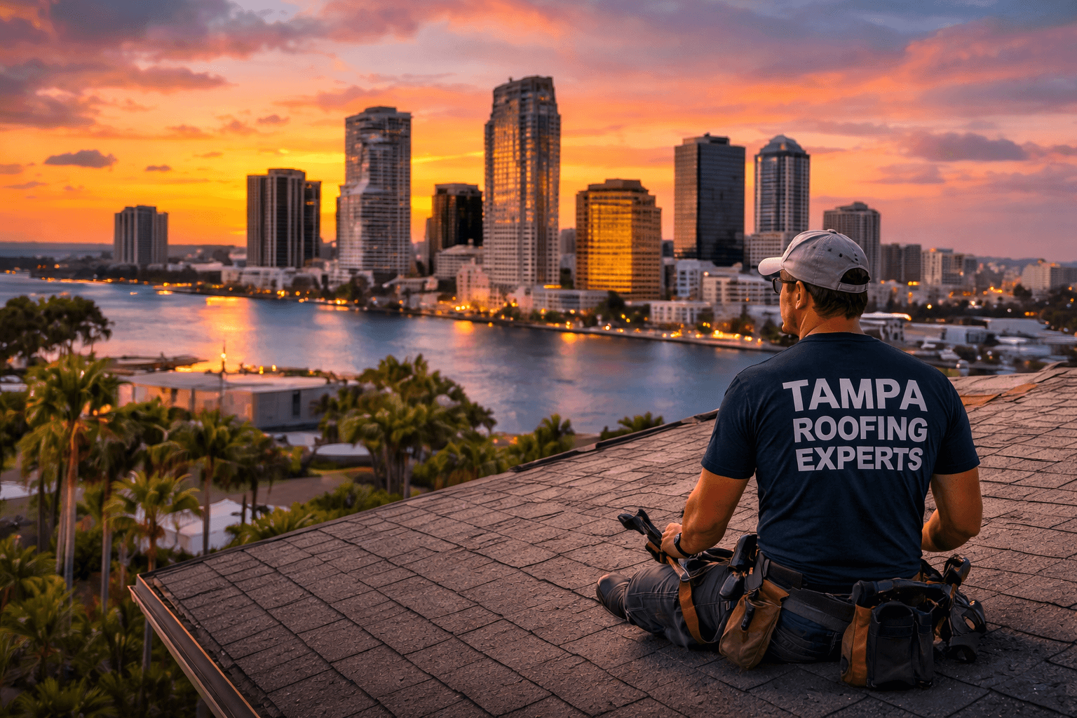 Tampa Roofing Experts working on a residential roof in Tampa, Florida